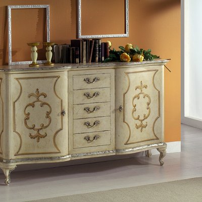 Credenza laccata 2 porte e 5 cassetti immagine 1