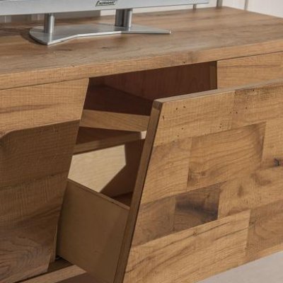 Porta tv in rovere vecchio 2 c/cass. push and pull con piedini i immagine 3