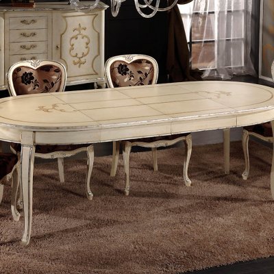 Tavolo ovale laccato decorato immagine 2