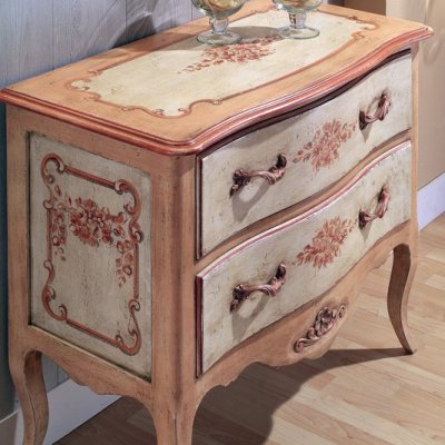 Cassettiera laccata decorata 2 cassetti immagine 1