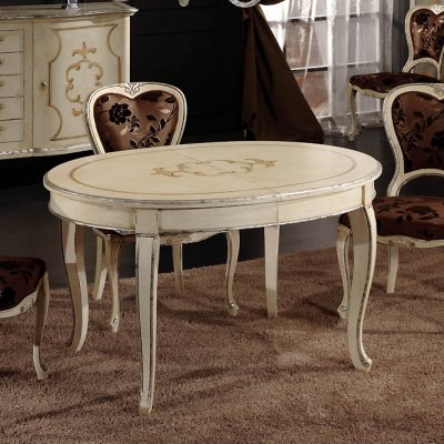 Tavolo ovale laccato decorato immagine 1