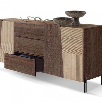 Credenza 2 porte con 3 cassetti e piedino in metallo immagine 1