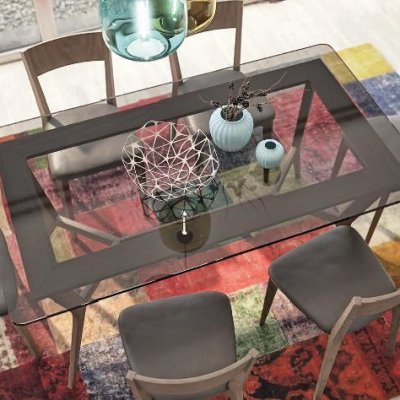 TAVOLO FRASSINO E PIANO VETRO immagine 2