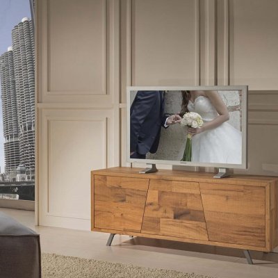 Porta tv in rovere vecchio 2 c/cass. push and pull con piedini i immagine 1