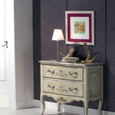 Cassettiera laccata decorata 2 cassetti immagine 1