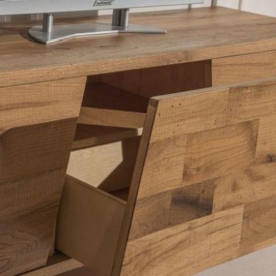 Porta tv in rovere vecchio 2 c/cass. push and pull  immagine 3