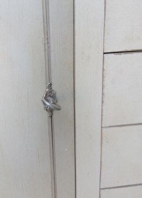 Credenza laccata 2 porte e 5 cassetti (bianca/argento filetto di immagine 4